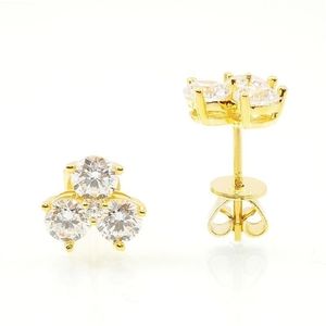 Sterling Silver 3 Solitaire Stud Earrings